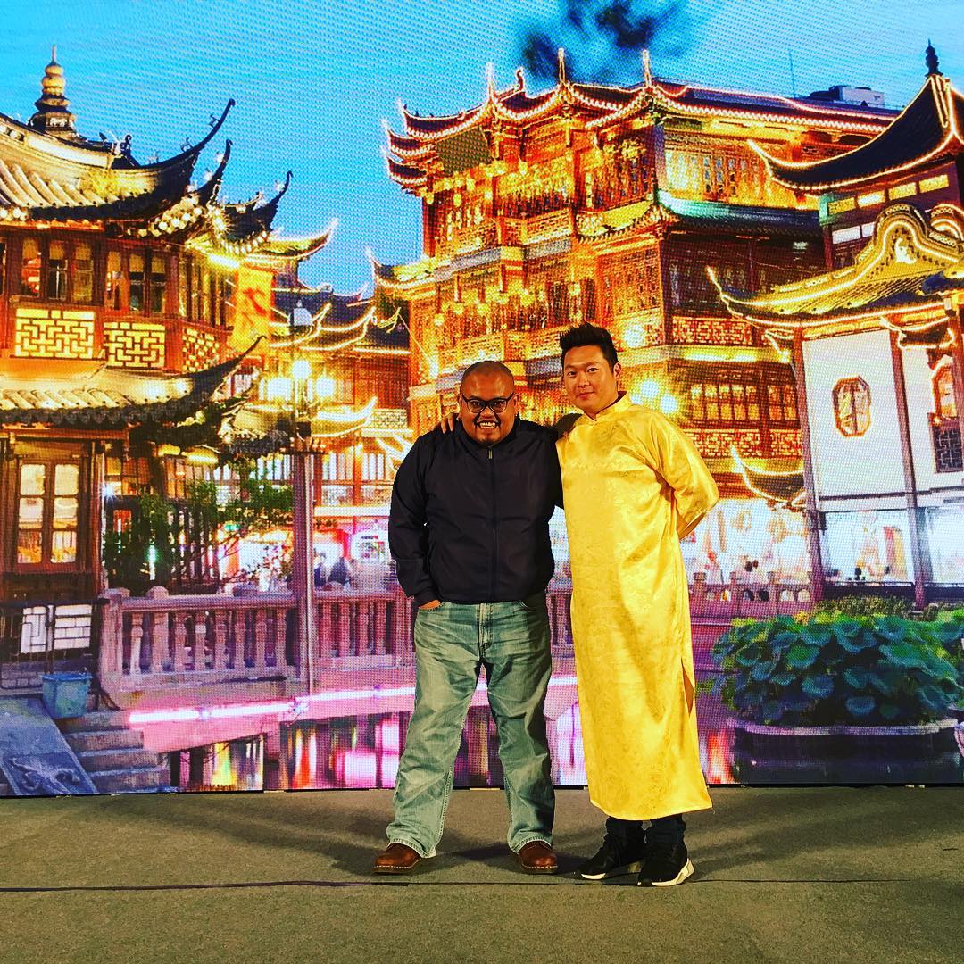 Emcee James Yang Singapore with DJ Naz in Shanghai