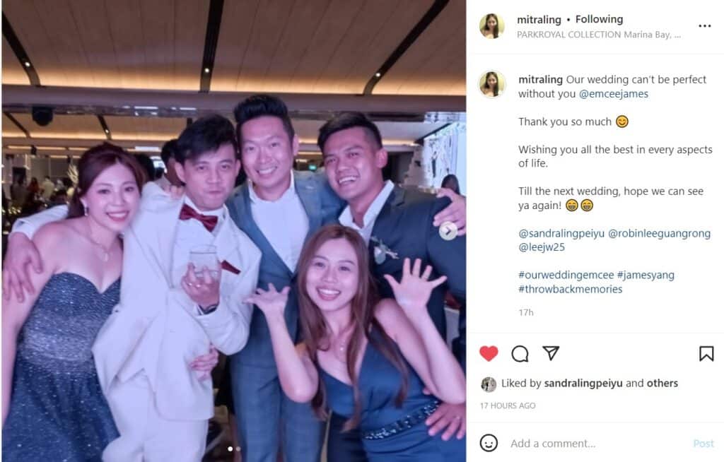 Singapore Emcee James Yang hosting Wedding Event